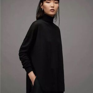 AllSaints Gala Merino Jumper, Roll Neck Turtleneck Women’s Sweater, black M, NWT